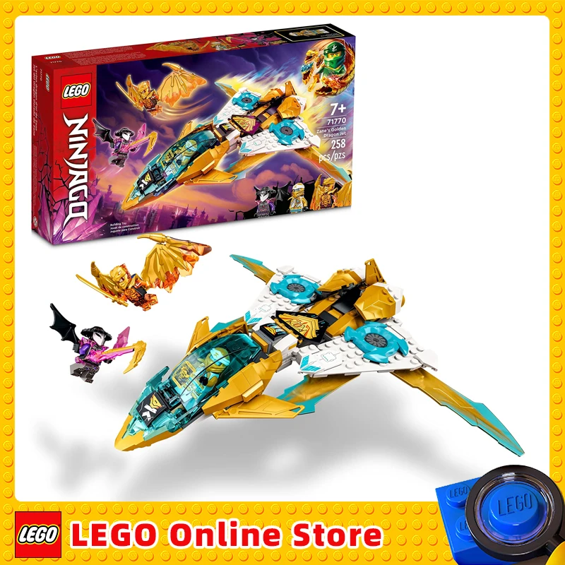 

LEGO NINJAGO Zane's Golden Dragon Jet, 71770 Toy Plane Set, Birthday Gift Idea for Kids, Boys Girls with Cole & Zane Minifigures
