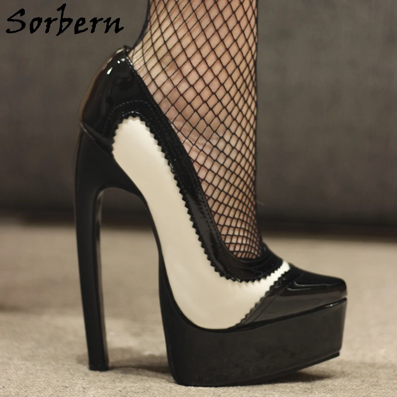 

Sorbern Vintage Women Pump Dress Shoes 18Cm Super High Heel Curved Style Visible Platform Slip On Alternative Fashion Footwear