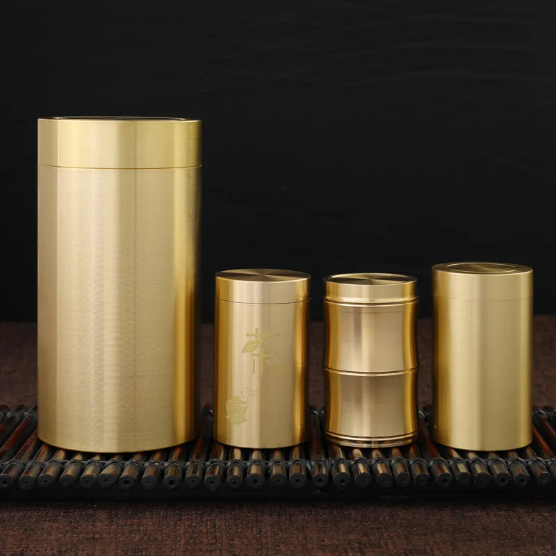 

Tea Cans Toothpick Cans Pure Brass Bamboo Creative Retro Household Portable Dust-proof Creative Restaurant Decorations