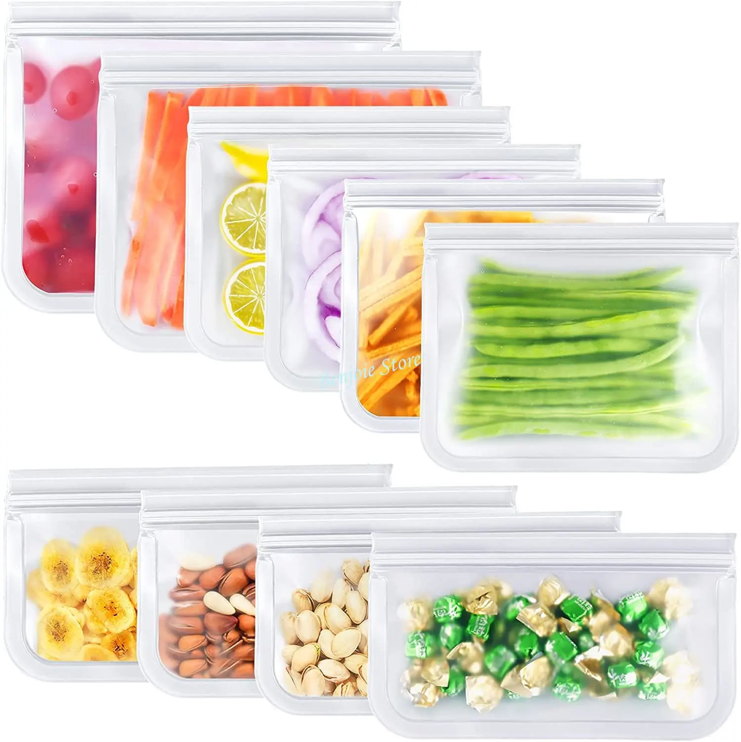 

Reusable Food Storage Bags Silicone Stand Up Zip Shut Bag Leakproof Food Containers Fresh Food Organization Bag Freezer Bags