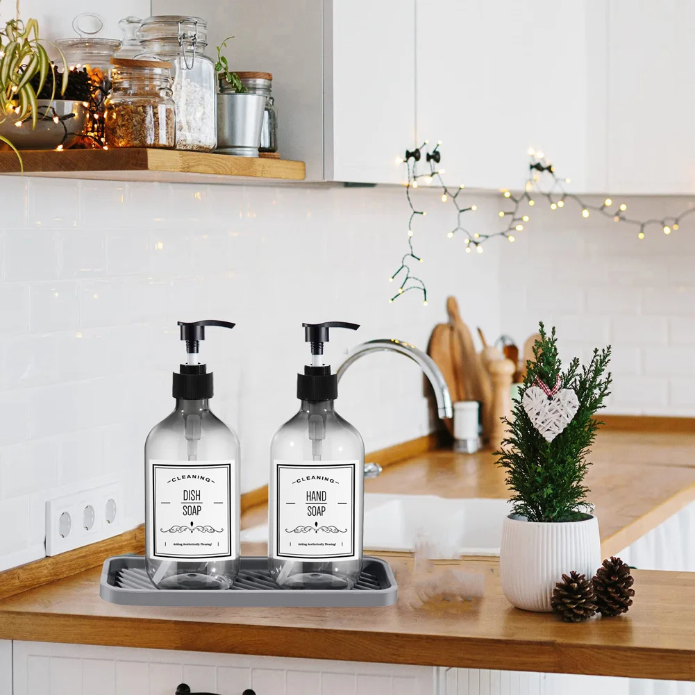 500 мл прозрачный стеклянный набор для кухонной раковины мыла и посуды емкость