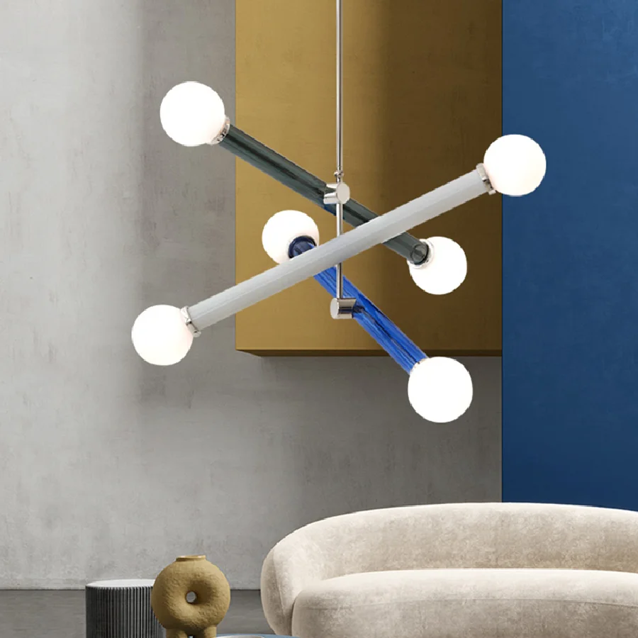 

Nordic Style colorful chandelier Glass Hanging Lamps LED tube chandelier Living Room Home Decor Cafe Restaurant girls room lamp
