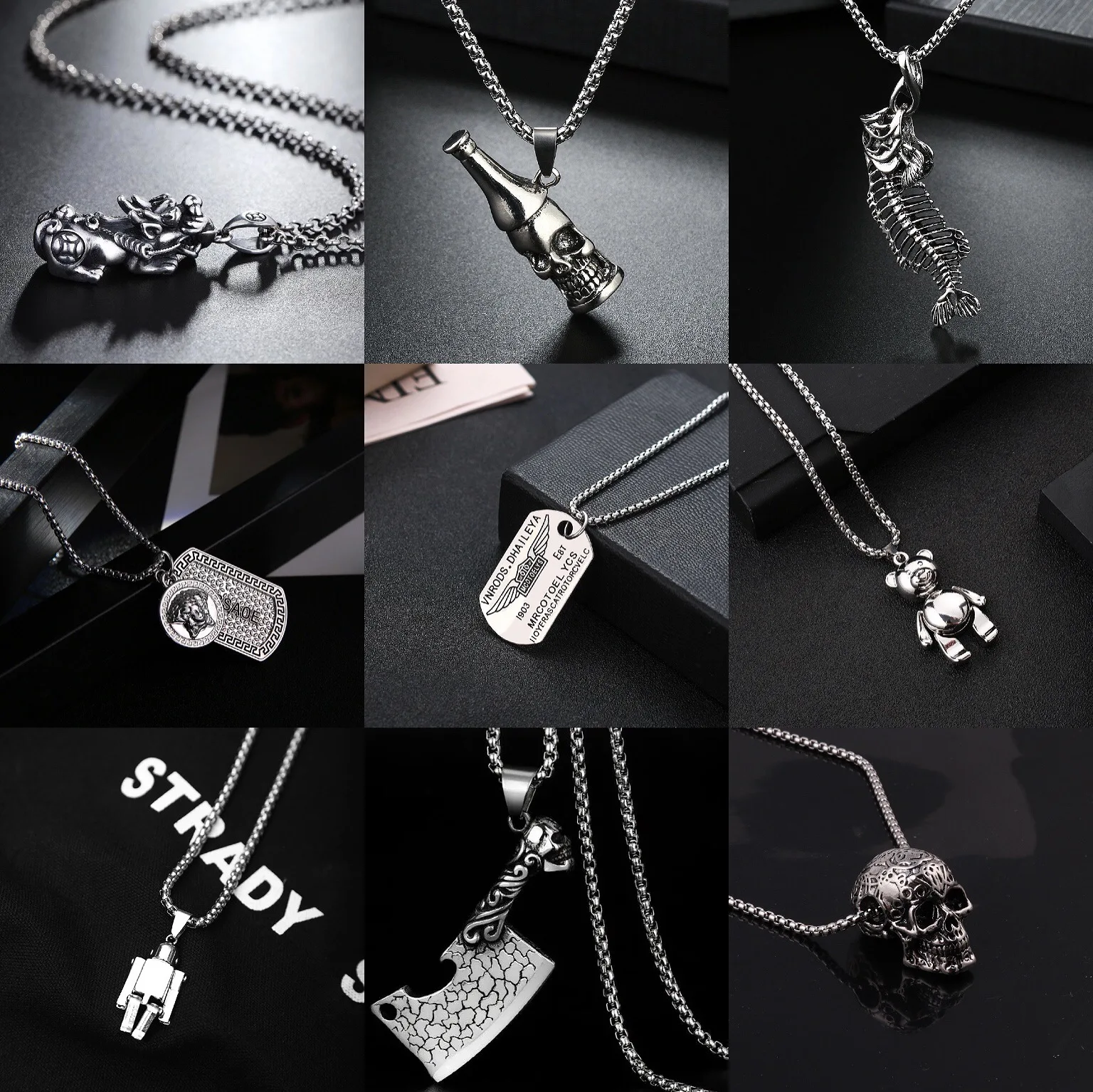

Hip-hop Multiple Styles Pendant Trendy INS Titanium Steel Necklace Popular Jewelry Personality Fashion Street Sweater Chain Gift