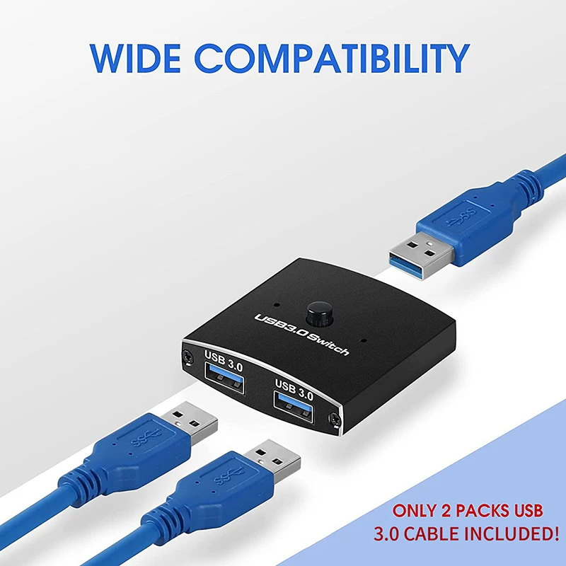 

1Pc USB 3.0 Switch Selector Switch 5Gbps 2 In 1 Out USB Switch USB 3.0 Two-Way Sharer Voor Printer Keyboard Mouse Share