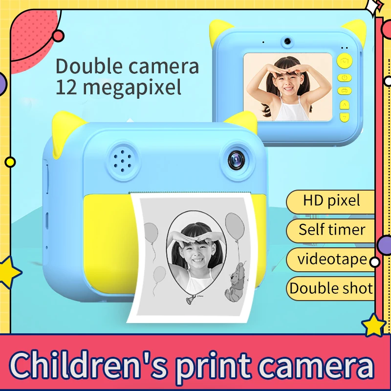 

Kids Instant Print Camera Thermal Double Digital Photo 12MP HD Camera Toy Child Drawing Camera Video Birthday Christmas Gift