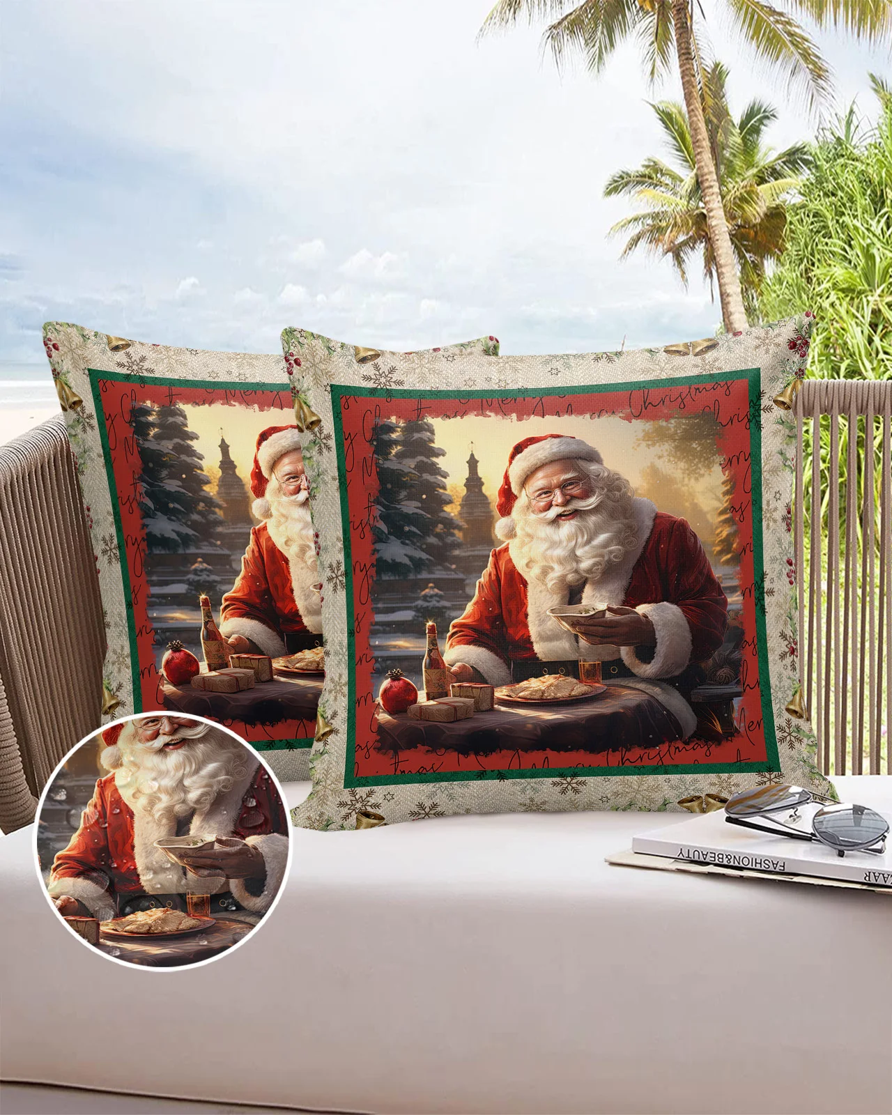 

Рождественская наволочка с Санта-Клаусом и снежинками, набор водонепроницаемых наволочек для автомобиля, домашнего дивана, декоративная наволочка
