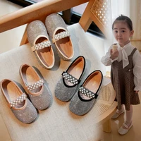 girls princess flats 2022 spring new toddler pearl rhinestones single shoes fashion non slip dress leather shoes childrens shoe