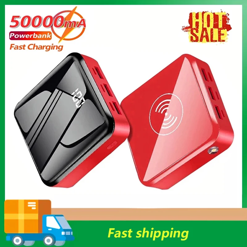 

50000mAh Mini QI Wireless Power Bank with 3USB Ports Digital Display for Fast Charging External Battery for IPhone Xiaomi Samaug