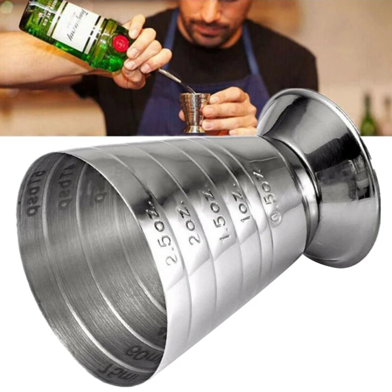 

1pc 75ml 3 In 1 Stainless Steel Measuring Cup Cocktail Tools Bar Jigger Cup W/ml/oz Tbsp Measurement Unit For Bars Making