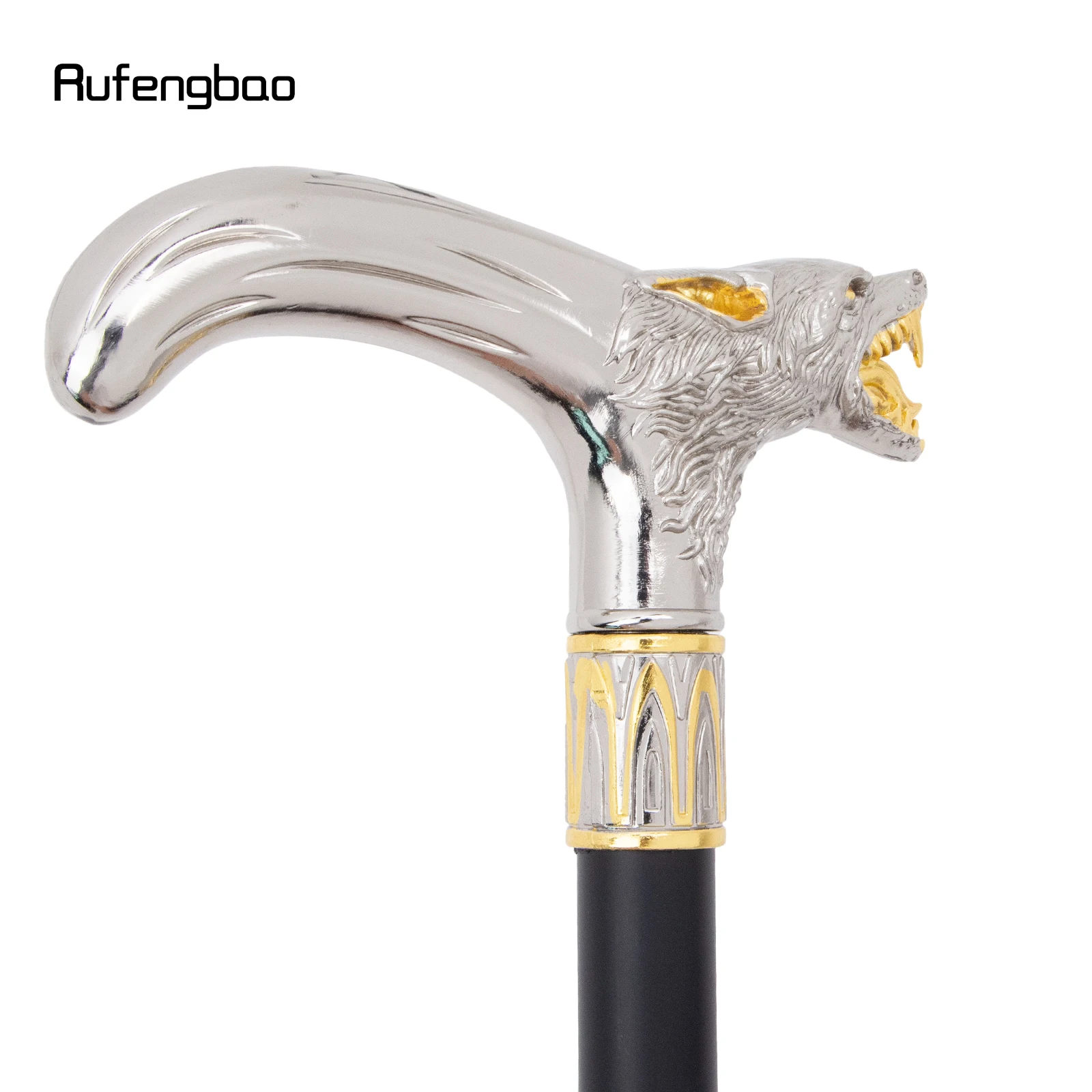 Золотисто-белая голова волка кусающая трость модная декоративная