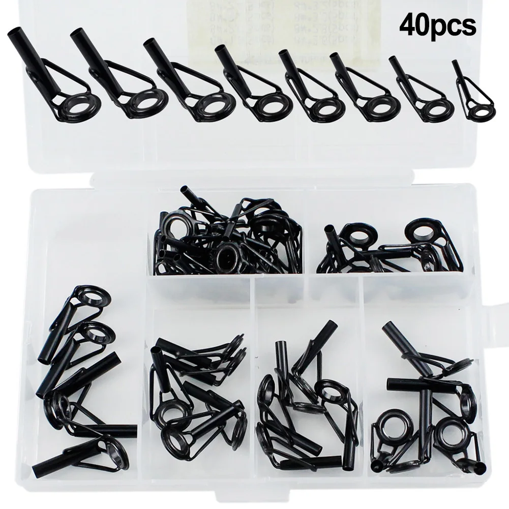 

Top Ring Fishing Rod Guide Accessories Ceramic Guide Line Ring Fishing Tackle Tools 40pcs For Homemade Raft Rods