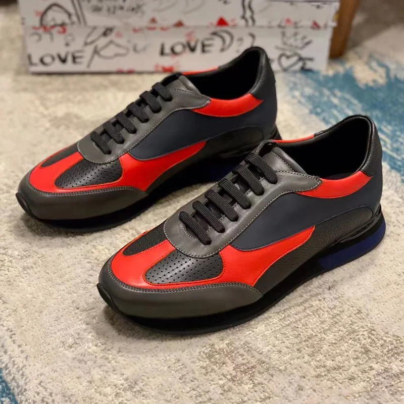 

Designer Limited Edition Perforated Textured Leather Low-top Sneakers High Quality Fashion Style Men Casual Shoes