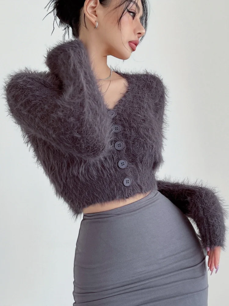 

Женский шерстяной свитер с V-образным вырезом, с длинным рукавом