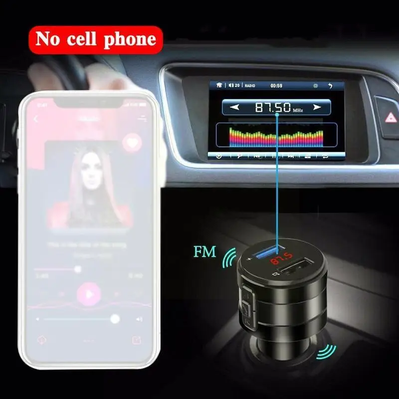 

Wireless Bluetooth V5.0 Car Fm Fm Transmitter Music Kit Dual Adapter Broadcast Player Car Auxiliary Usb Radio Charging