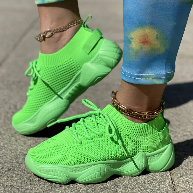 

Shoes for Women Chunky Sneakers Breathable Comfortable Fashion Sports Shoes Mesh Green Black Woman Casual Shoes Flat Size 43