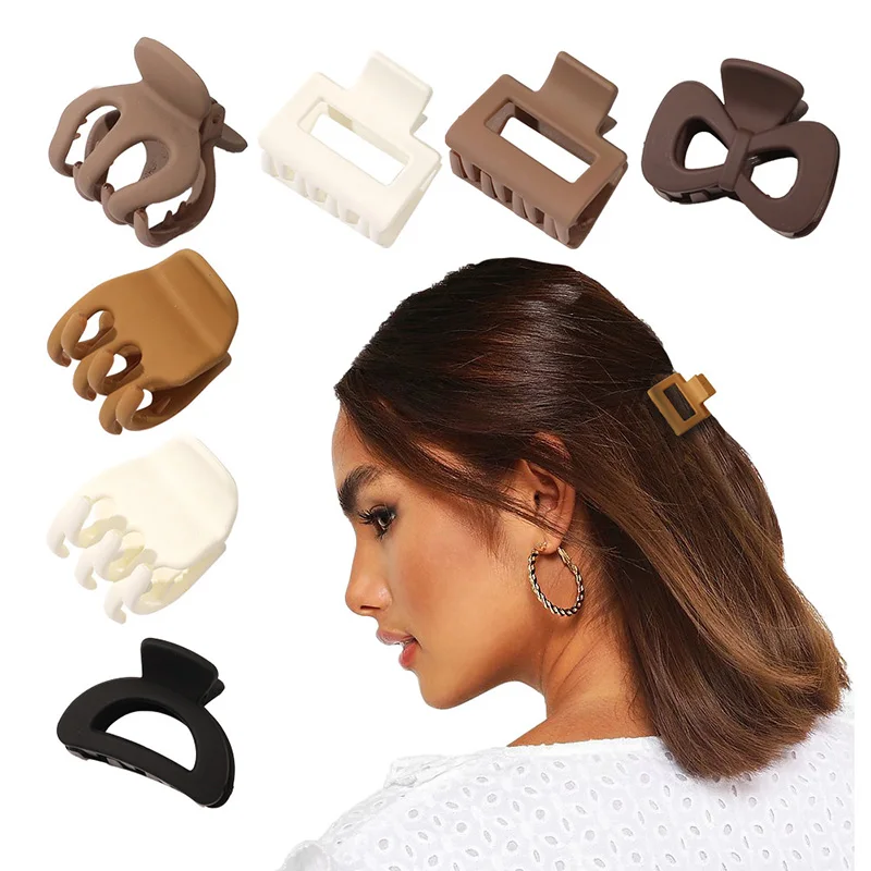 

High Ponytail Clip Mini Hair Claw Shark Clip Milk Coffee Horsetail Buckle Hair Clip Matte Acrylic Frosted High Ponytail Holder