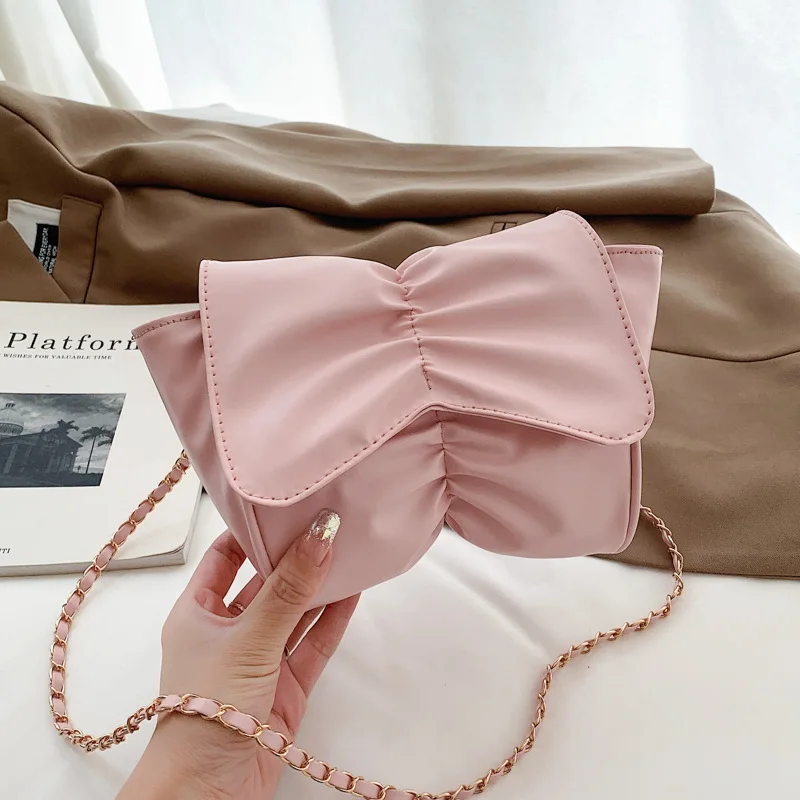 

TRAVEASY Summer 2022 Fashion PU Leather Shoulder Bags for Women Casual Bow Pleated Female Crossbody Bags Ladies Messenger Bags