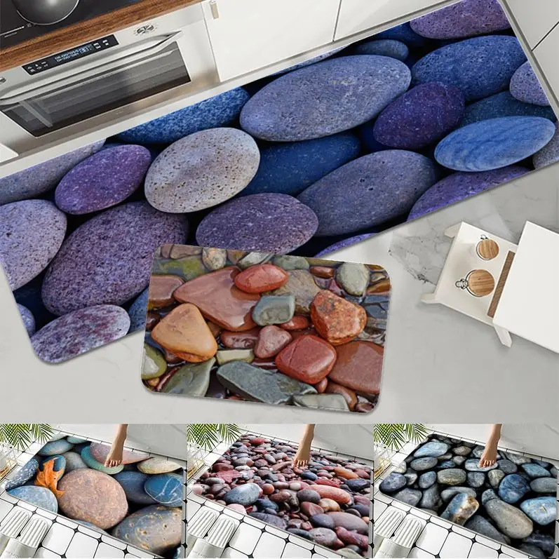 

Colorful Stone Bath Mat Non-Slip Laundry Room Mat Laundry Decor Balcony Child Living Room Welcome Rug
