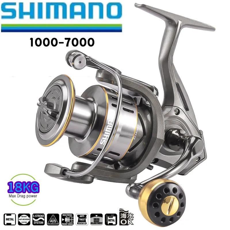 

SHIMANO Spinning Reel Ultralight Metal Spool Fishing Lightweight Tackle Max Drag 18kg Saltwater Long Throw Reels 1000-7000Series
