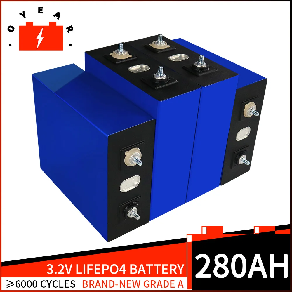 

280AH Lifepo4 Battery 12V Rechargeable Lithium Iron Phosphate Battery DIY 24V 48V Deep Cycle Golf Cart Cell For Solar System