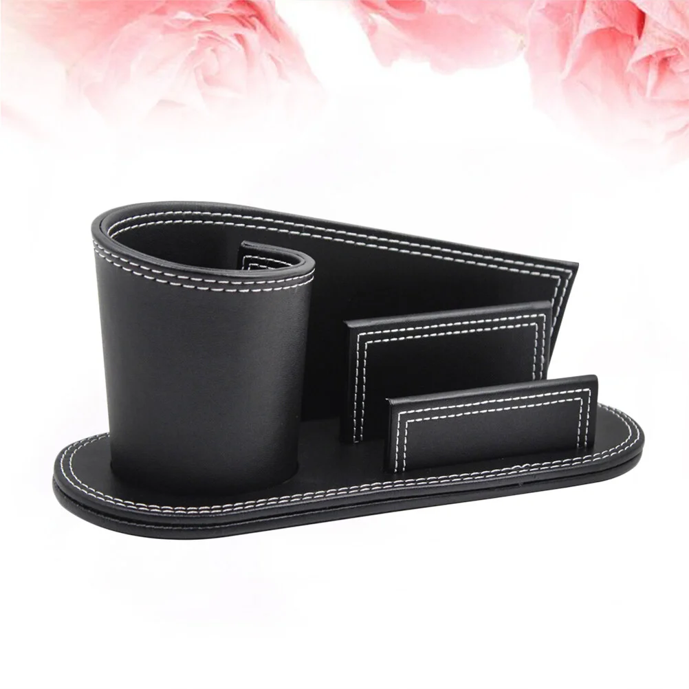 

Business Card Holder Desktop Pen Organizer Penholder Pu Holders Office Supplies Stand