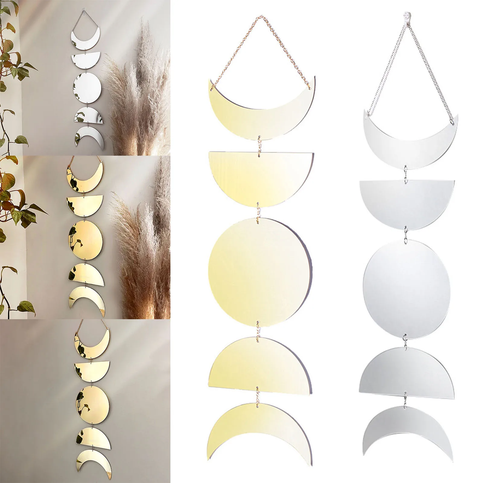 

Moon Wall Hanging Shining Moon Acrylic Wall Decorations Creative Home Mirror Gold Moon Garland Decor Minimalist SCVD889