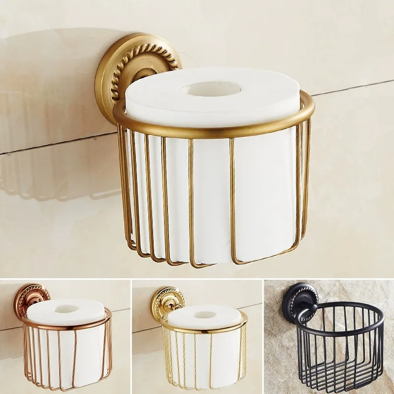 

Non punching roll paper holder, all copper antique tissue holder, toilet tissue box, toilet toilet tissue box, European