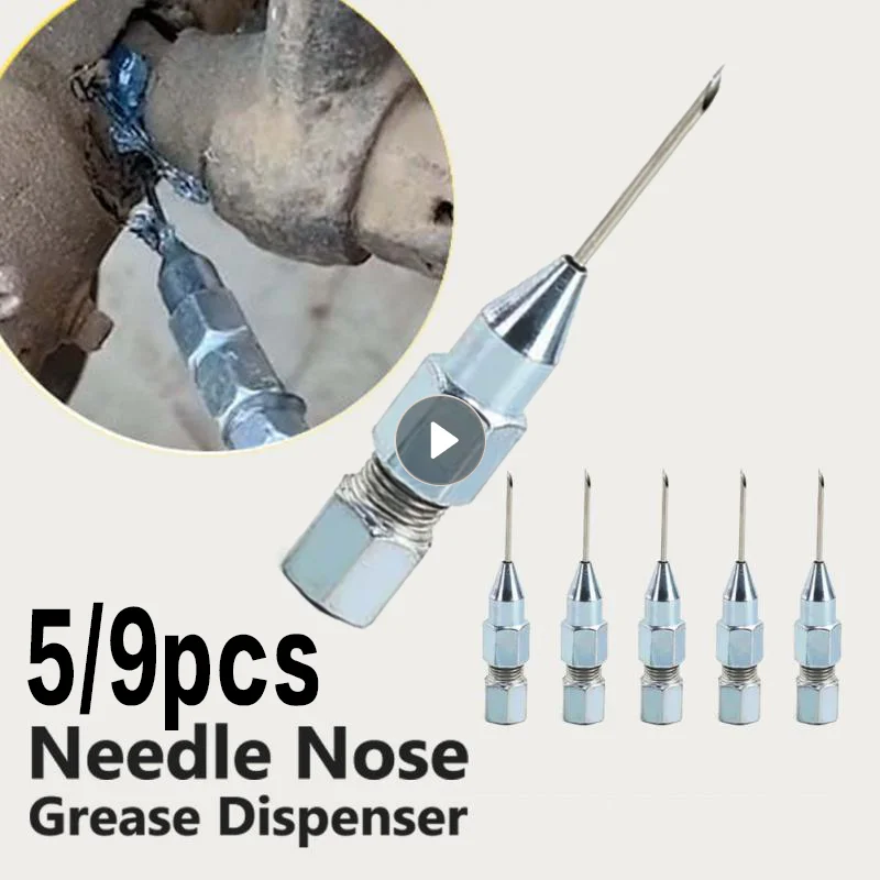 

5pcs/9pcs Needle Nose Grease Tool Dispenser Nozzle Adaptor Grease Gun Needle Tip Of The Mouth Grease Nozzle Grease Accessories