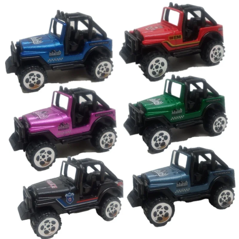 

6pcs/set 1:64 Inertia Four-Wheel-Drive Off-Road Vehicle Kids Simulation Model Car Pull Back Stunt Car Boy Toy Car for Gift