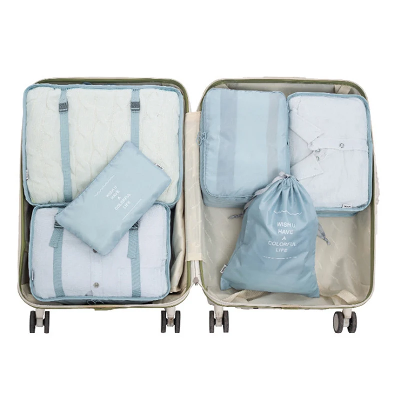 

8Pcs Set Packing Cube Suitcase Clothes Classification Storage Bags High Quality Underwear Shoes Organizer Travel Makeup Bag