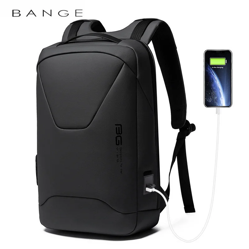 

BANGE Men Anti Theft Waterproof Laptop Backpack 15.6" Daily Work Business Schoolbag mochila with USB and Type-c Port