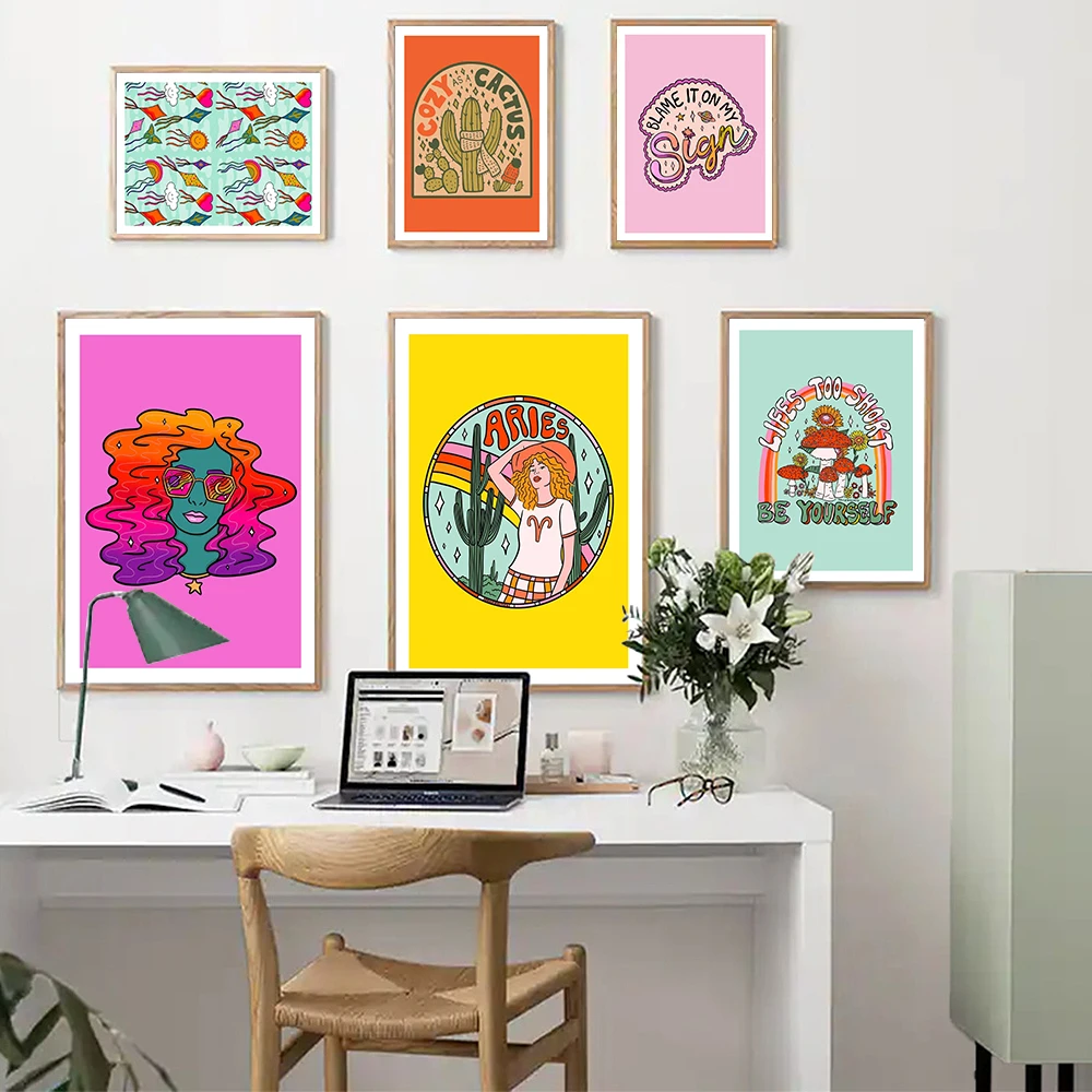 Уютный абстрактный постер Настенная печать будущая Вселенная мечтатель девушка