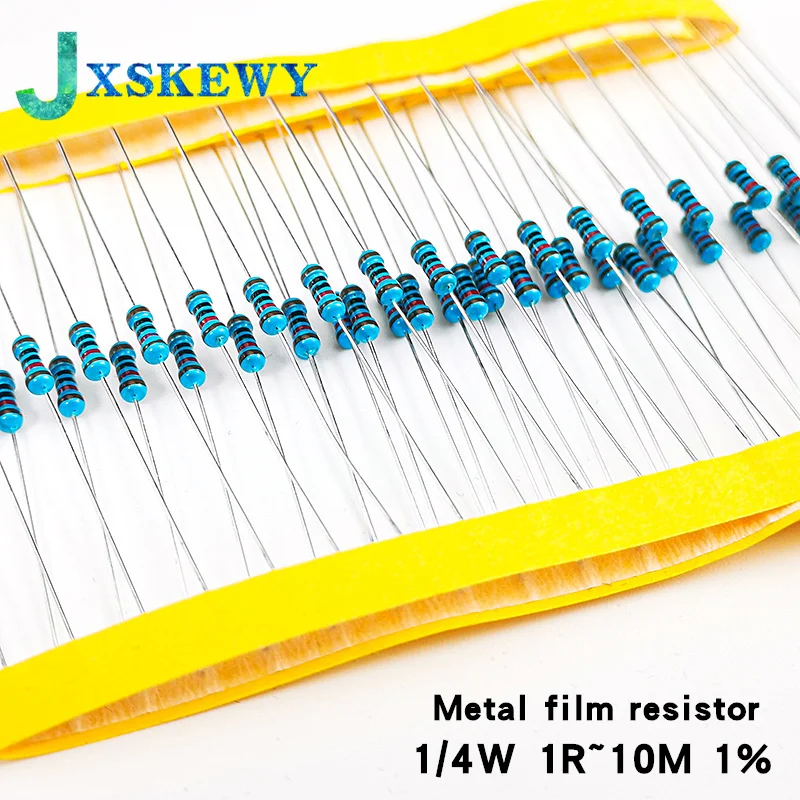 

100pcs 1/4W Metal film resistor 1% 1K 1.2K 1.3K 1.5K 1.6K 1.8K 2K 2.2K 2.4K 2.7K 3K 3.3K 3.6K 3.9K 4.3K 4.7K 5.1K 5.6K ohm