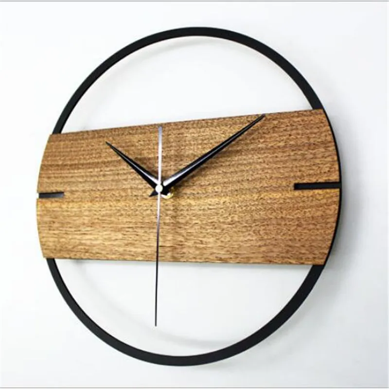 

European style simple wall clock nordic wood home clock study office art wall decoration minimalist modern design clock