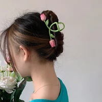 minar sweet multi designs enamel tulip flower hair claws for women mujer sunflower shark clips daily wedding hair accessories
