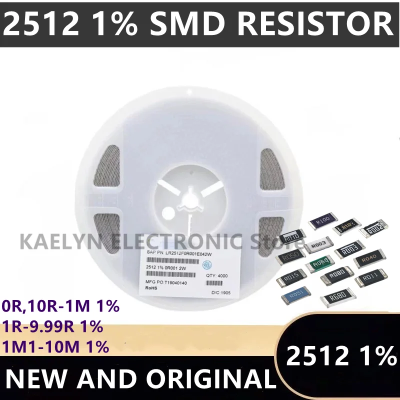 4000pcs 2512 1% 1W SMD Chip Resistor 1K/2K/2.2K/3K/4.7K/11K/12K/3M/3.6M/3.9M/4.3M/13K/15K/91K/110K/120K/130K/140K/2.2M/2.4M/2.7M