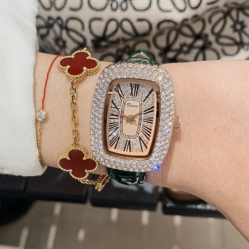 Fashion Diamond Watches Casual Women's Watch Bracelet Leather Strap Oval Quartz Ladies Watch Women Clock Wrist Watch Relogio