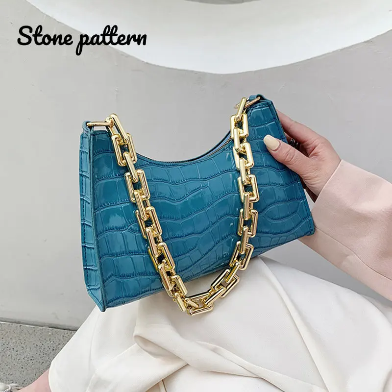 

2022 Bags for Women Crocodile Pattern Zipper Handbags New Fashion Texture Embossed Lacquer Shoulder Bag Simple and Small Square
