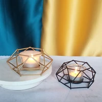 geometric candlestick gold wrought iron candle holder vintage metal handmade candle stand wedding luxury home decor vase mariage