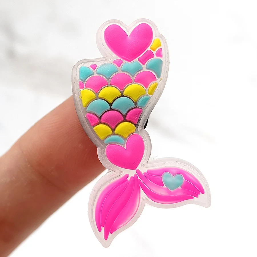 Transparent Design PVC Shoe Charms Accessories Funny DIY Fish Tail Shoes Buttons Decoration Jibz For Croc Charms Kids Gift