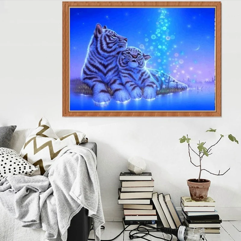 DIY 5D Full Diamond Cartoon Tiger Painting Dotz Cross Stitch Decorative Home Decoration |