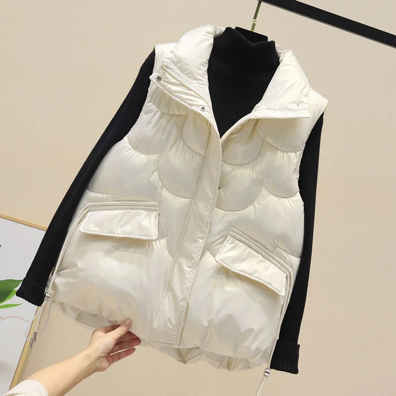 Winter Jacket Women Parkas Vest 2022 New Snowsuit Fashion Sleeveless Loose Korean Pocket Large Size Solid Female Casual Coats