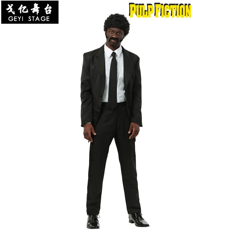 

Cos Halloween stage costume men's adult black suit movie character black wanted