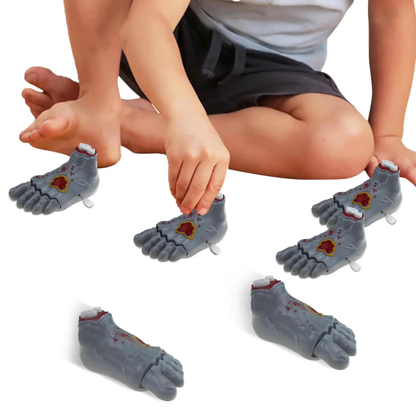 

6 Pieces Halloween Zombie Feet Wind-Up Toys Halloween Decompression Clockwork Toys Halloween Clockwork Toy Gifts Funny Prank
