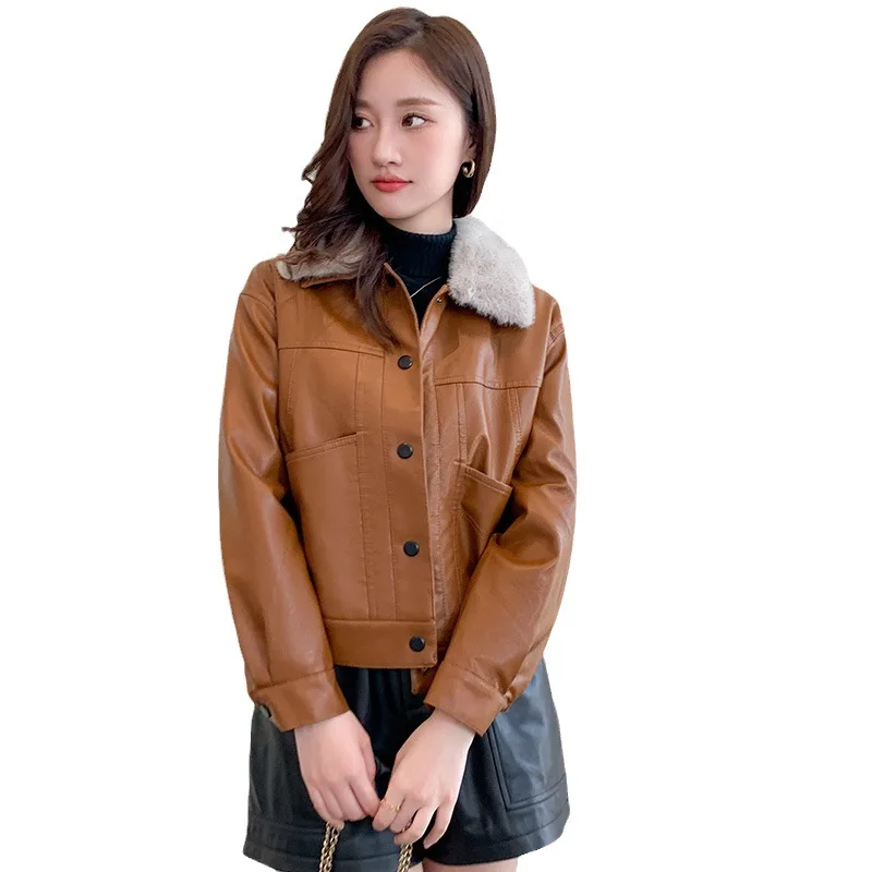 ZXRYXGS зимнее пальто из искусственной кожи с плюшевой подкладкой новинка 2023