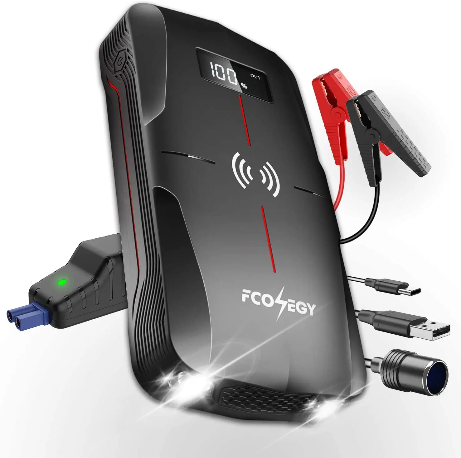 

Fconegy FC100 18000 мАч Беспроводная литий-ионная батарея автомобильный бустер пусковое устройство Автомобильное пусковое устройство Портативное аварийное зарядное устройство