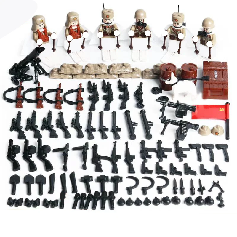 

MOC WW2 Soviet Army Military Building Blocks Set The Battle Of Moscow Russian Soldiers Figures Bricks Toys For Boys