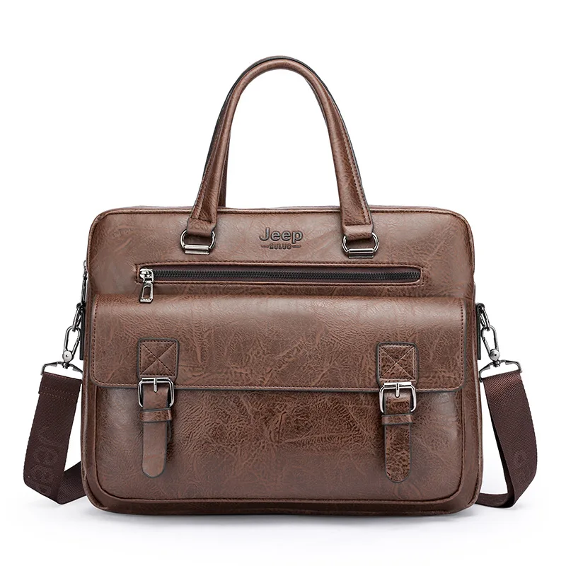 Briefcase Bag for Man PU Leather Vintage Handbags Computer Laptop 14 Shoulder Business Messenger Portfolio Crossbody Bag Male