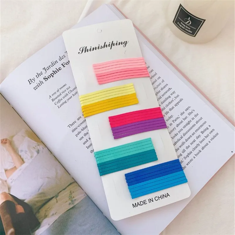 

50PCS/set Simple Metal Fresh Color Hairpin Female Korean Version of The Personality Disk Hair Front Clip Hair Accessories