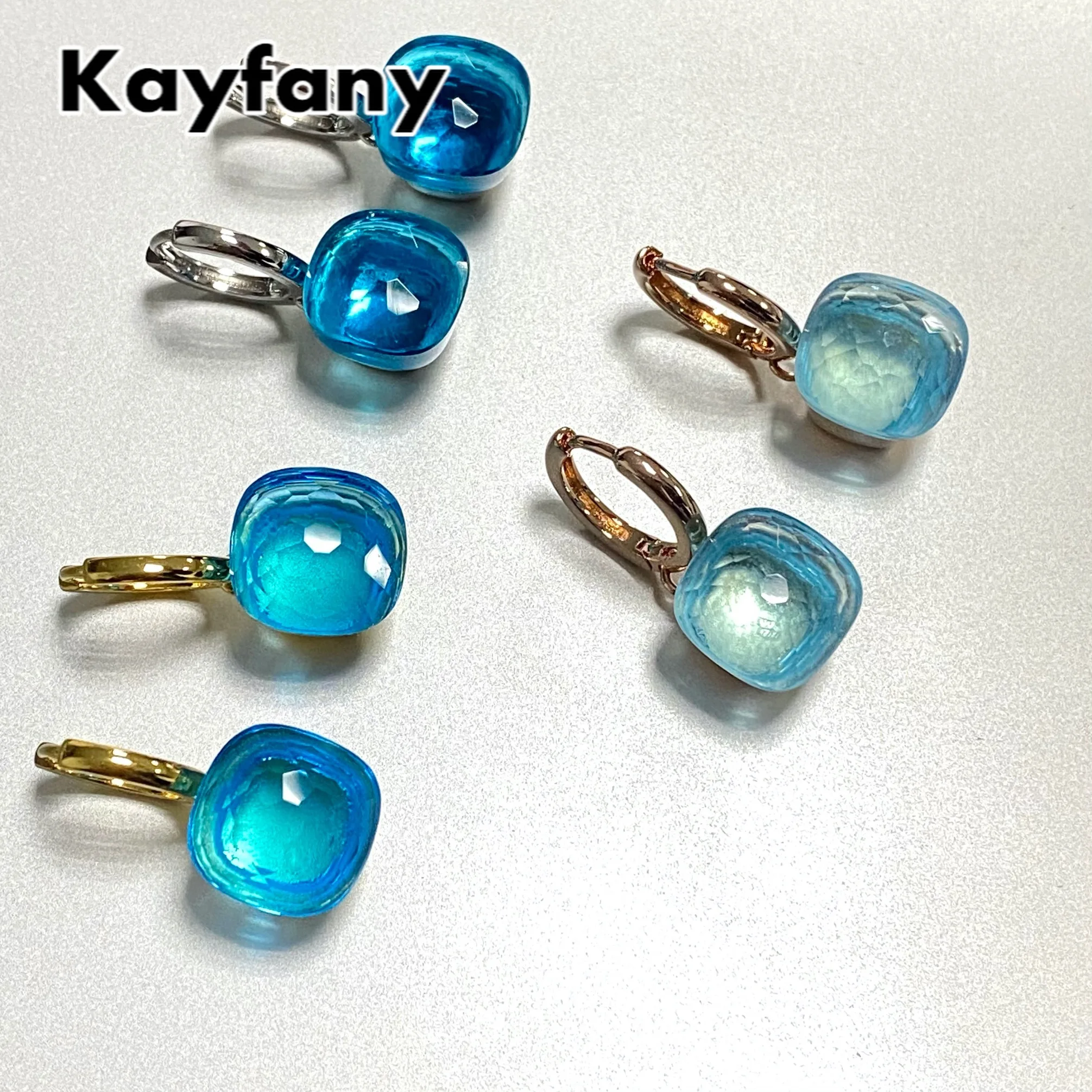 

Серьги Pomellato 11,6 мм, серьги в виде Макси-камня с кристаллами конфетного цвета, серьги в форме конфетного кристалла, модные женские серьги в по...